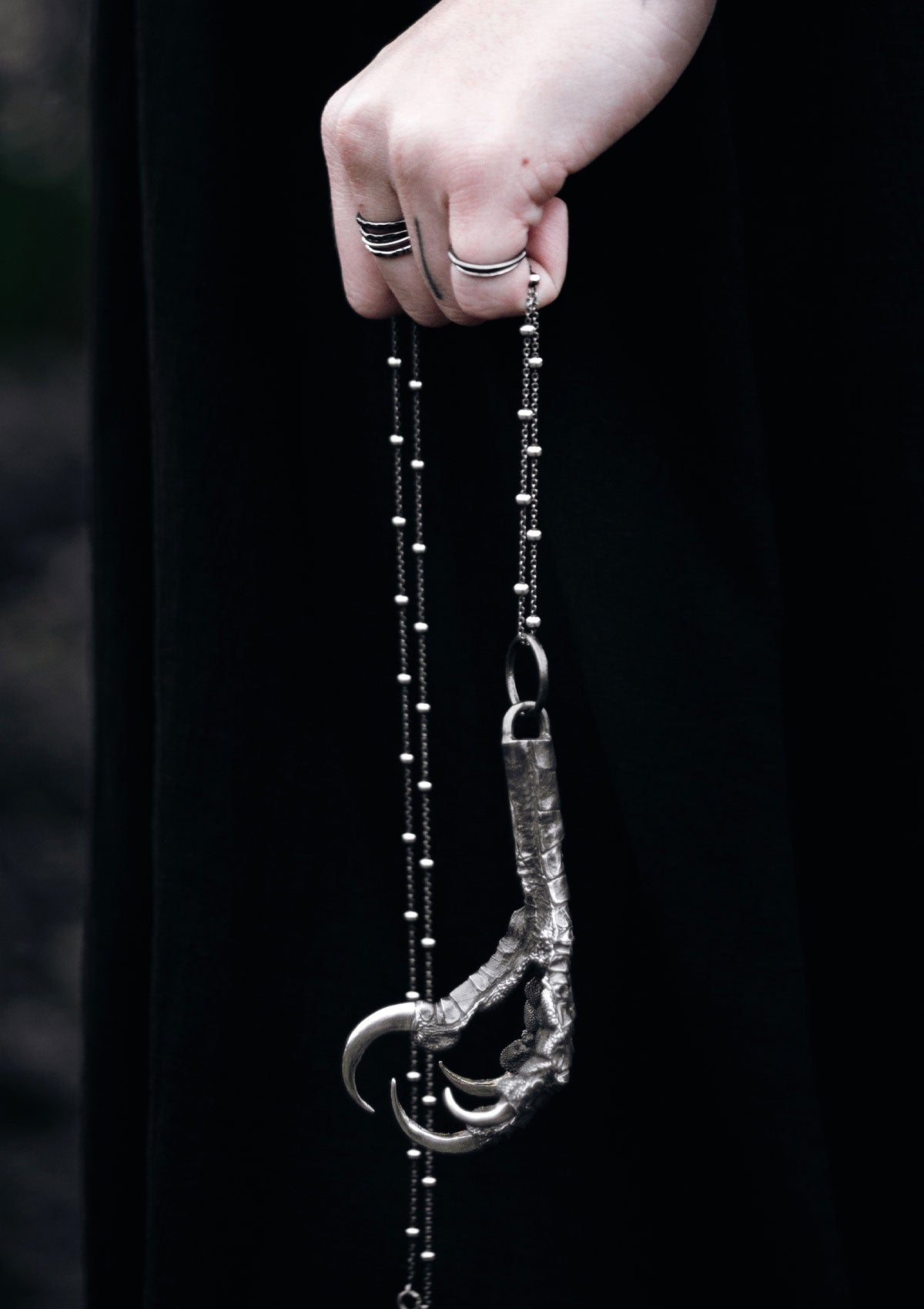 Vörðr – Raven talon necklace in solid sterling silver